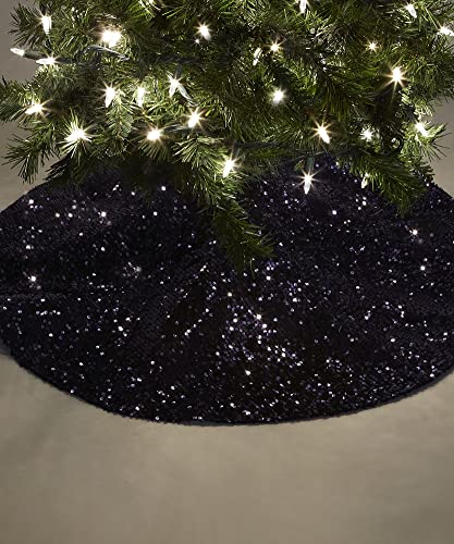 Giftcraft 682038 Christmas Blue Glitter Tree Skirt, 36 inch, Polyester