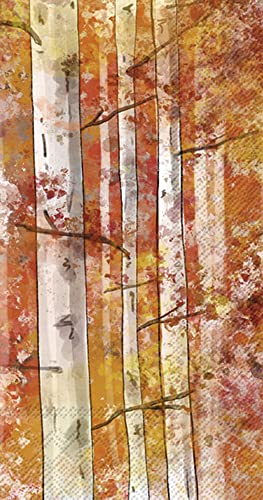 Boston International IHR 3-Ply Guest Towel Buffet Fall Autumn Halloween Thanksgiving Paper Napkins, 16-Count, Autumn Birch