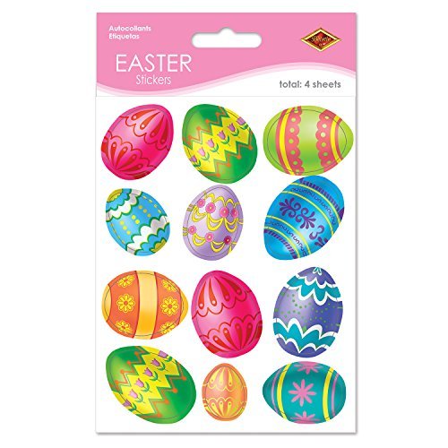 Beistle 4-Pack Easter Egg Stickers Sheet, 4-3/4 by 7-1/2-Inch Sheet