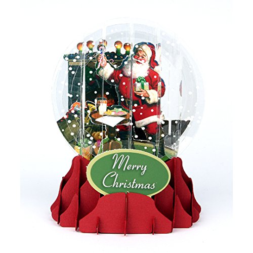 Up With Paper Christmas Greeting Card Pop-up 3-d Snow Globe Holiday Fireplace Santa
