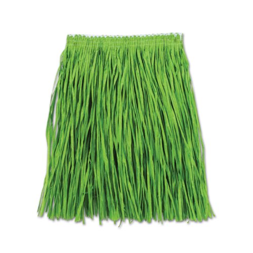 Beistle Adult Size Short Green Paper Grass Hula Skirt Luau Costume Accessory, One