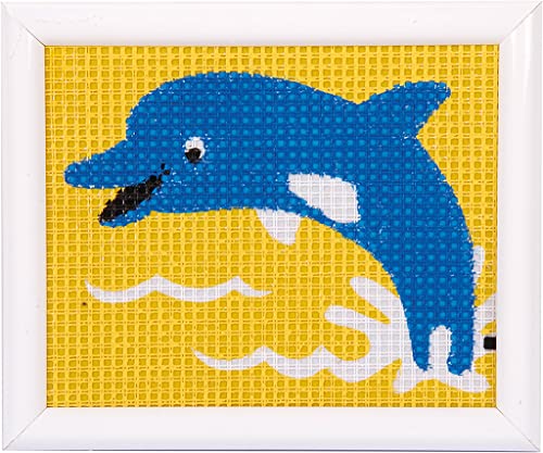 Vervaco Cross Stitch Canvas Kit Dolphin 5" x 6.4"