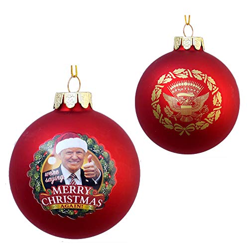 Kurt Adler 80 MM Trump Christmas Again Glass Ornament