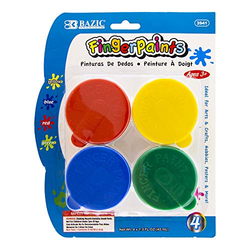 BAZIC Finger Paint Set Assorted Color 160ml, Non Toxic Painting Fun Art Supplies, DIY Craft Activity for Kids at School Home Age 3+ (4/Pack), 1-Pack