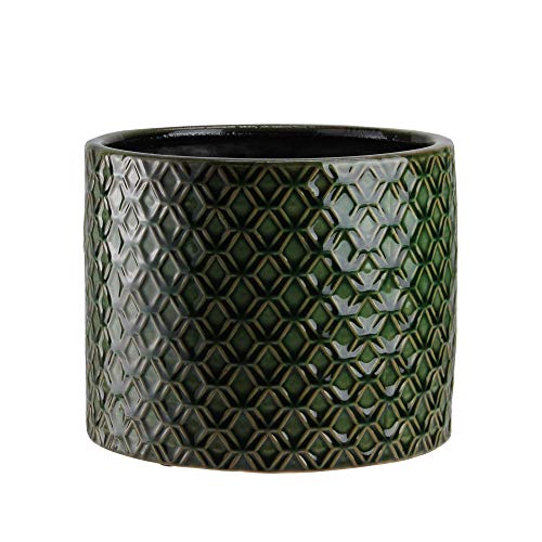 Napco 6.75" Emerald Green Diamond Pattern Decorative Planter