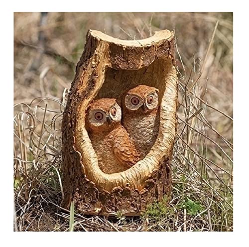 Roman Inc. 12" H Timber Tails Owls Outdoor Wood Carved Statue 14370