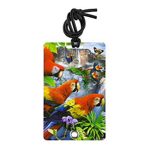 Yay Novelty YaYtag, 2 Pack Luggage Tags with Privacy Cover, Colorful Luggage Tags, Fun Luggage Tags, Birds Luggage Tags, ID tags, Flight Of The Macaws