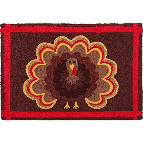 Home Comfort Turkey Strut Jellybean Accent Rug with Turkey Thanksgiving Rug 20"x30" Doormat