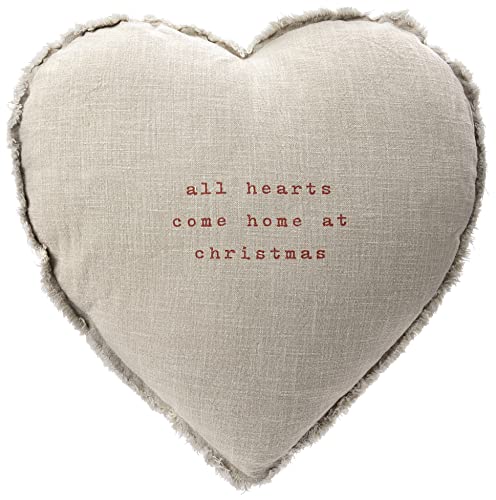 Mud Pie Heart Christmas Pillow, 20" x 20", Tan