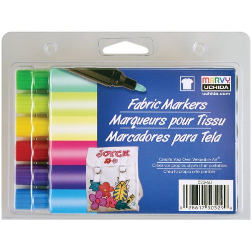 Uchida 520-6D Marvy Bold Tip Brilliant Color Fabric Marker Set