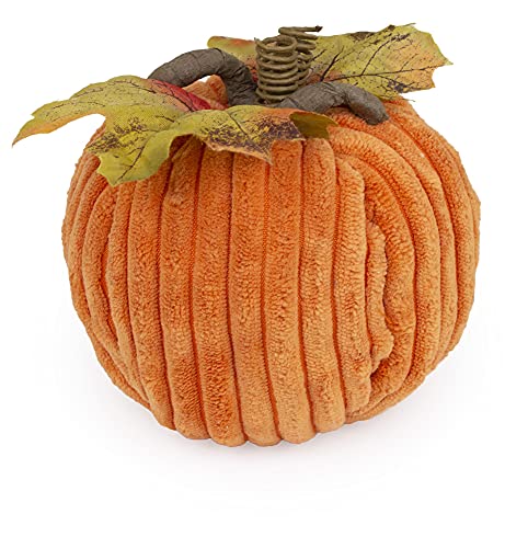 Boston International Decorative Tabletop Chenille Fabric Pumpkin, 5 x 5-Inches, Orange