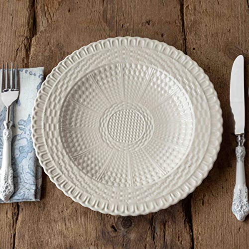 Park Hill Collection EAW90185 Creamware Basketweave Dinner Plate, 11-inch Diameter