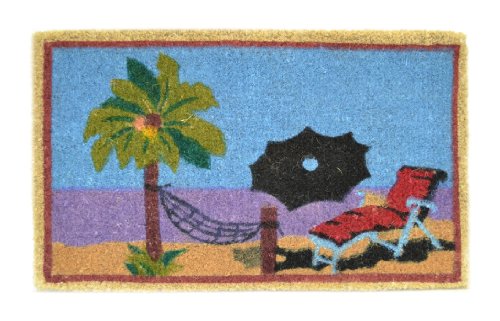 Imports Decor Printed Coir Doormat, Beach Scene, 18-Inch by 30-Inch
