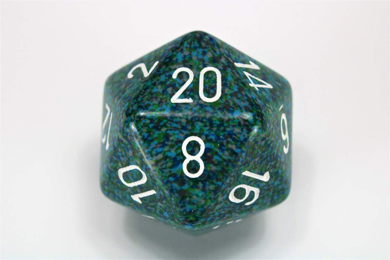 Chessex 34mm Single Speckled Sea D20 Die, 20 Sides, Polyhedral Die, Table Game Accessories, Role Play, Dungeons and Dragons(D&D)