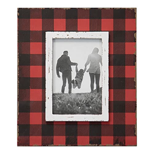 Foreside Home & Garden Red Buffalo Plaid 4x6 Inch Wood Decorative Picture Frame