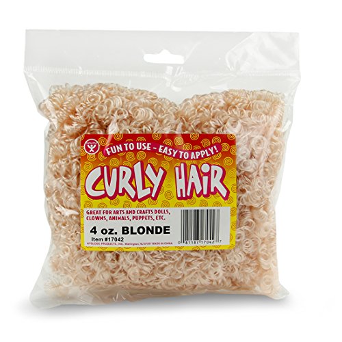 Hygloss Products Fake Curly Hair - Great for All Types of Arts and Crafts - Easy to Apply - Blonde - 4 oz Pack