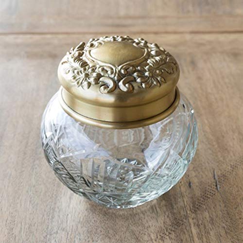 Park Hill Collection Antique Brass and Glass Pot Belly Jar