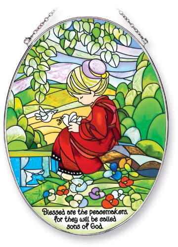 Amia Precious Moments Suncatcher, Blessed Are the Peacemakers, for They Will Be Called Sons of God, 9-Inch by 6-1/2-Inch