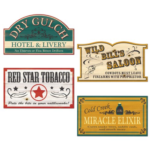 Beistle Old Style Western Sign Decorating Cutouts, Multicolored