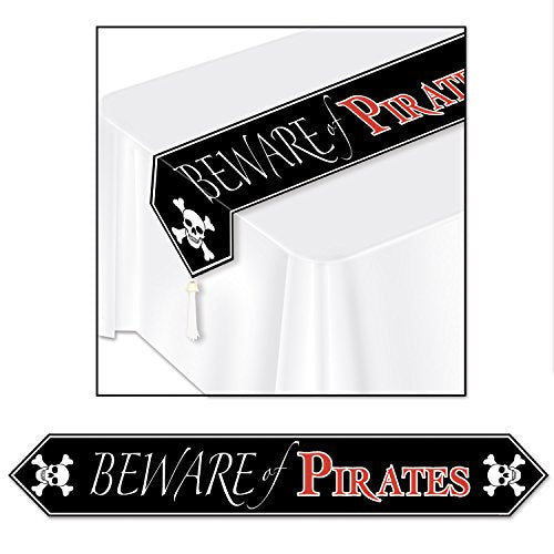 Beistle Printed Beware Of Pirates Table Runner Party Accessory (1 count) (1/Pkg)