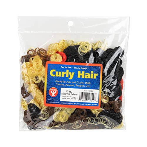 Hygloss Products Fake Curly Hair - Great for All Types of Arts and Crafts - Easy to Apply - Assorted Colors - 2 oz Pack