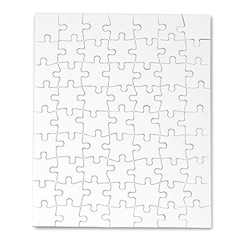 Hygloss Products, Inc Blank Decorating Kids Jigsaw Activity, Use As Party Favors, DIY Invites and More-White, Sturdy  8.5 x 11 Inches, 63 Pieces, 12 Puzzles