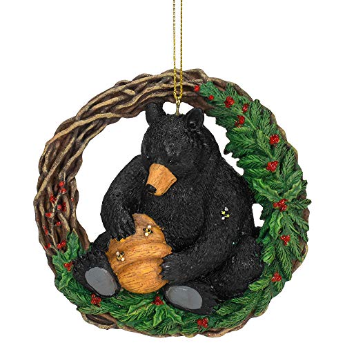 Roman 133401 Black Bear Wreath Ornament, 3.5 inch, Multicolor