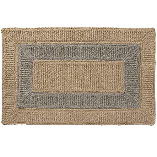 Larry Traverso Madison Jute and Cotton Doormat, 18 x 30 inches, Durable and Sustainable Handwoven Jute and Cotton, Static Free, Reversible, Grey
