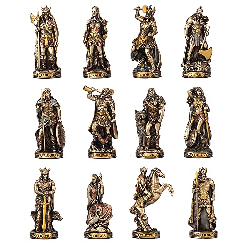 Unicorn Studio Veronese Design Norse Gods Resin Figurines Hand Painted Bronzed Statue