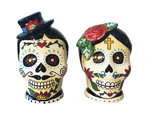 Blue Sky Clayworks 18173 Day of the Dead Sugar Skull Salt and Pepper Shakers