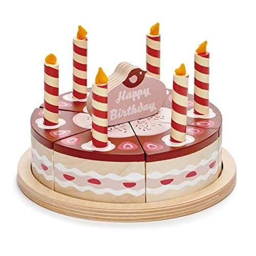 Tender Leaf Toys - Pretend Food Play Birthday Cake - Chocolate Birthday Cake