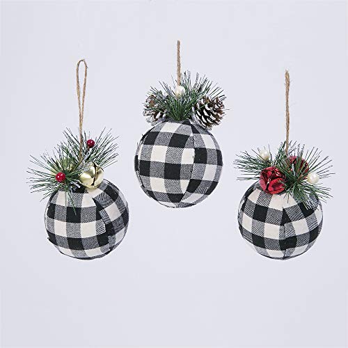 Gerson Lumberjack Plaid Woodland Spruce Fabric Ornaments - Set of 3