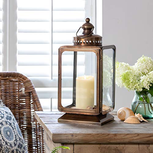 Park Hill Collection ELM06007 Station Lantern, 20-inch Height, Steel and Glass (Square)