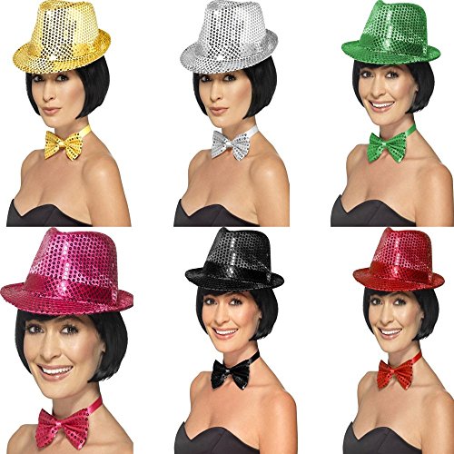 Smiffys Unisex Sequin Trilby Hat (Silver)