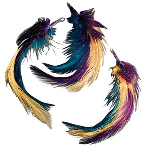 Midwest Design Touch of Nature 3-Piece Feather Pick with Nylon Loop for Arts and Crafts, 5-Inch, Gold/Teal/Plum