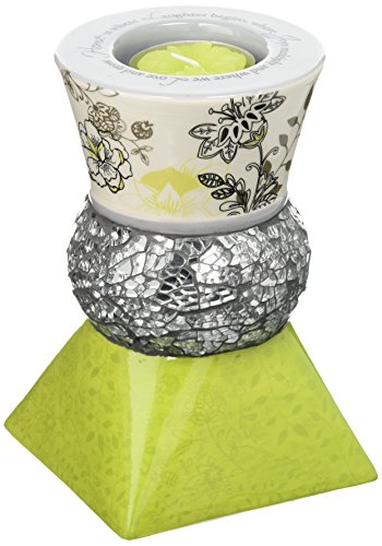 Up Words by Pavilion Chartreuse Tea Light Candle Holder, Friend Sentiment, 5-1/2-Inch Tall, Includes Tea Light Candle