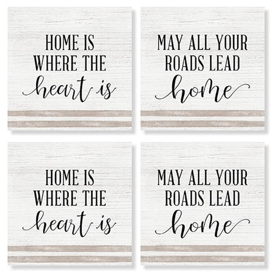 Carson Home Decor House Coaster, 4-inch Square, Set of 4