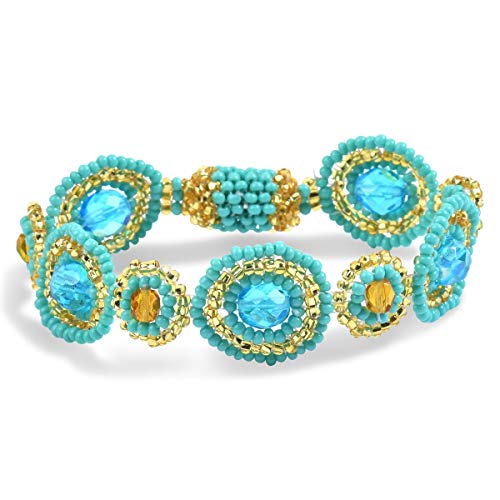 Bamboo Trading Company PSB027 Planetary Bracelet, 8-inch Length, Turquoise