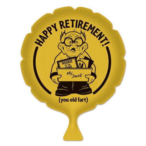 Beistle Happy Retirement Whoopee Cushion Party Favor Noisemaker, 8", Yellow/Black