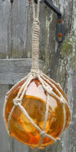 Moby Dick Specialties Hand Knotted Rope Buoy Fishing Net Float Nautical AMBER