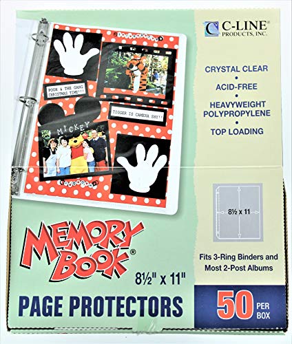 C-Line Memory Book Top-Load Page Protectors (8.5 X 11 Inches) 3 Ring and Postbound Use - 50 Per Box