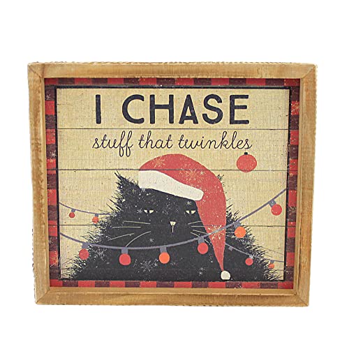 Primitives by Kathy Inset Box Sign-I Chase Stuff, 8x7 inches, Multicolor