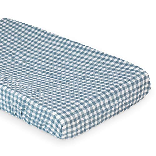 Mary Meyer Lulujo Soft Cotton Baby Change Pad Cover (Navy Gingham)