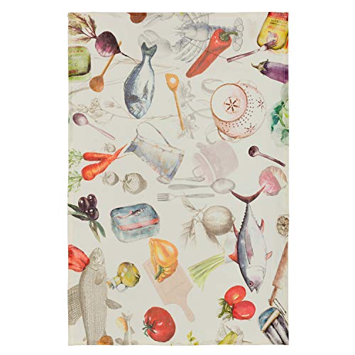 Coucke French Linen Digitally Printed Towel French Collection, Sardines, 20 by 30 Inches, Multi-Colored