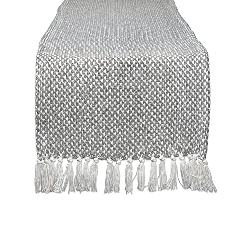 DII Design Woven Basics Collection 100% Cotton Knit Table Runner, 15x108, Gray