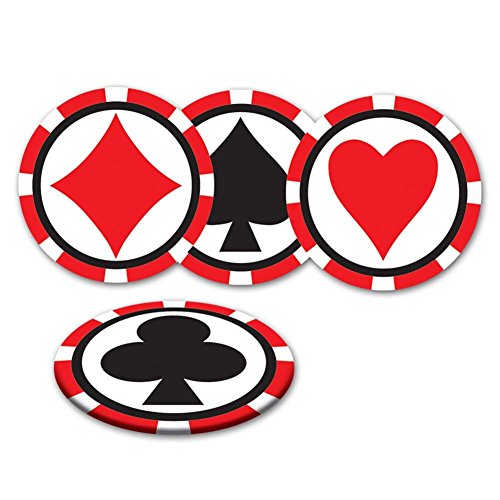 Beistle Casino Night Drink Coasters, Red and Black