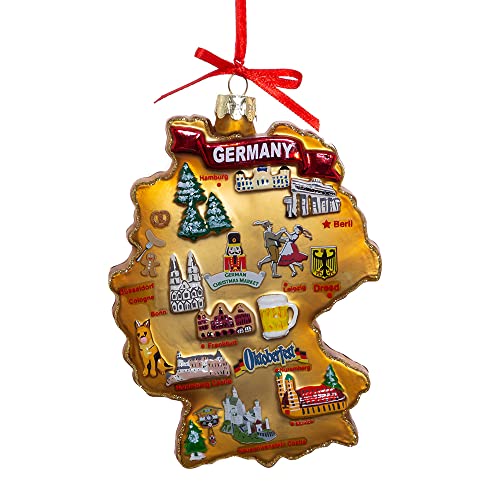 Kurt Adler Highlights of Germany Map Glass Ornament 5 in