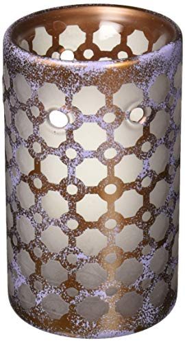 Pavilion Gift Company Bronze and Purple Sponge Patterned Frosted Glass Tealight, 6 Inch Wax Warmer