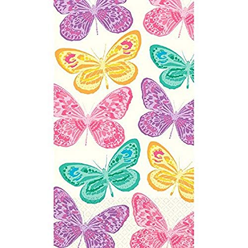 Amscan Amscam 16 Count Spring Butterflies Guest Towels, Multicolor