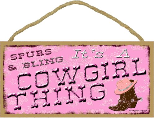 Blackwater Trading Spurs & Bling It's a Cowgirl Thing Western Rodeo Pink Boots 5"x10" Sign Plaque